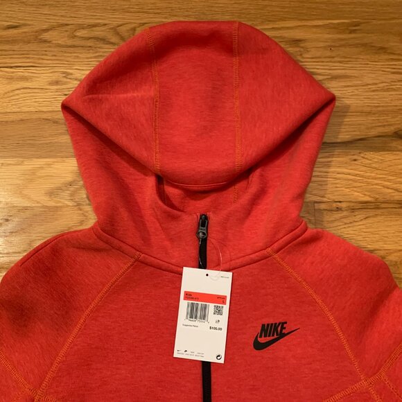 NWT Nike Tech Fleece Full-Zip Hoodie Kids LARGE Red - Picture 2 of 14